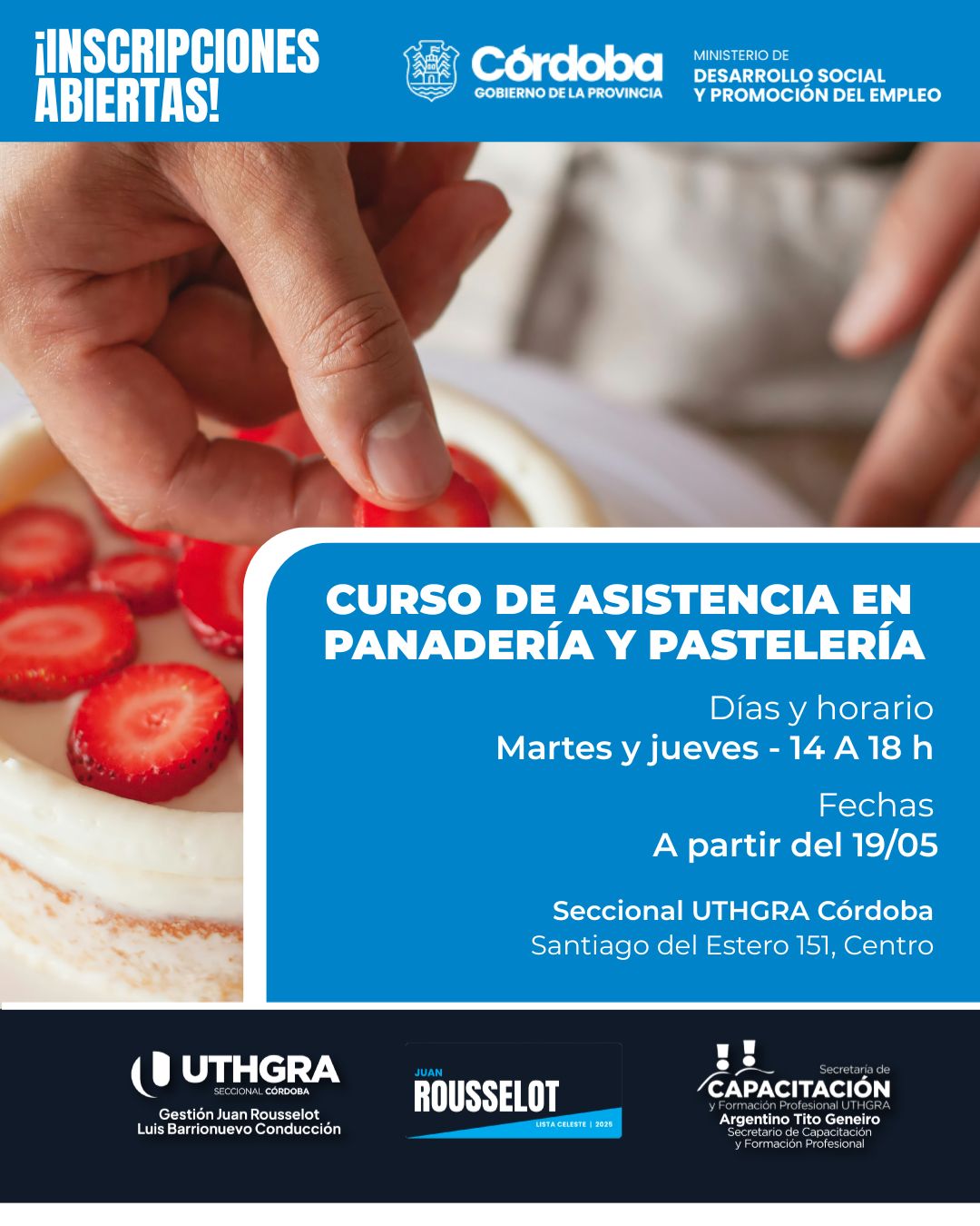 Nuevo Curso de Asistencia en Panadería y Pastelería en UTHGRA Córdoba
